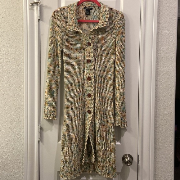 BCBG Maxazria - Cable Multicolor Knit Long Cardigan - Picture 6 of 11